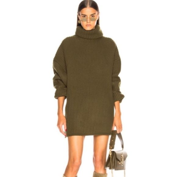 NWT All In Favor | Green Cowl Neck Sweater Dress - Picture 1 of 9